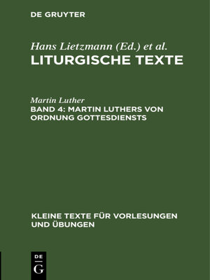 cover image of Martin Luthers Von Ordnung Gottesdiensts